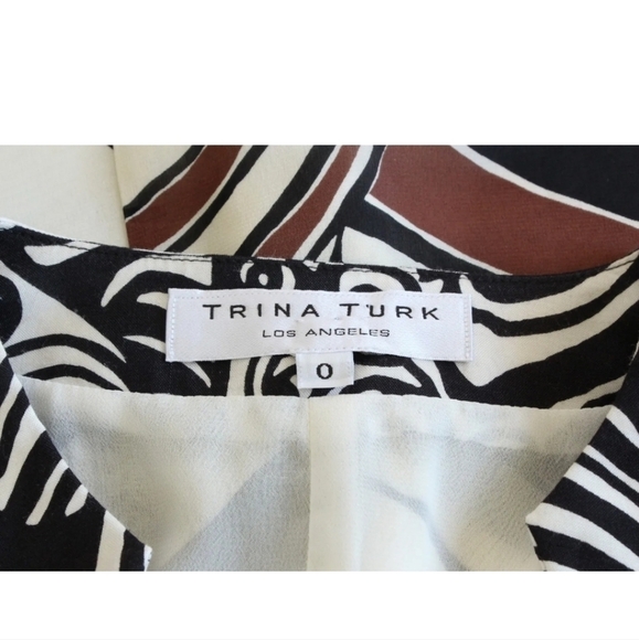 Trina Turk Bonita Silk Print Dress Brown Size 0 MSRP$328 - Picture 8 of 16